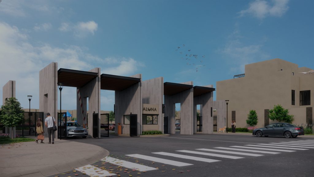 Acceso a Aluna Residencial, desarrollo en Zákia, Querétaro.