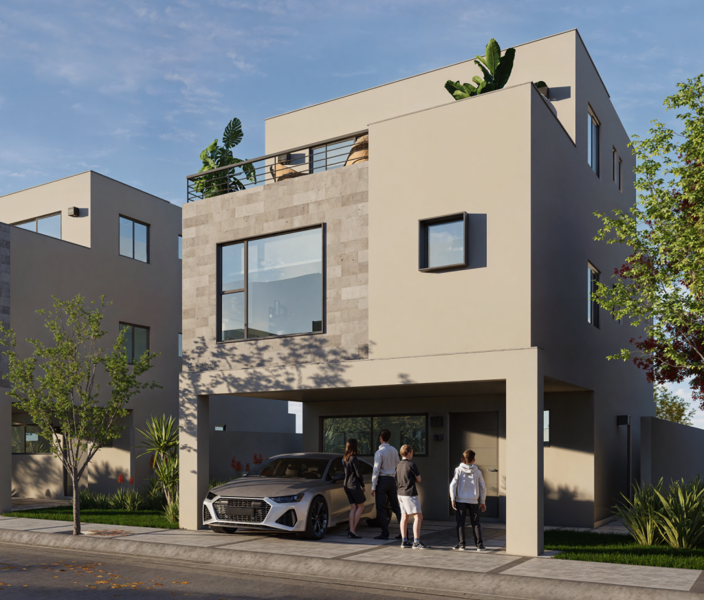 Residencia de 3 niveles Casa Niza en Apodaca NL - 208m2 con Roof Garden y cochera techada - Sirione Residencial