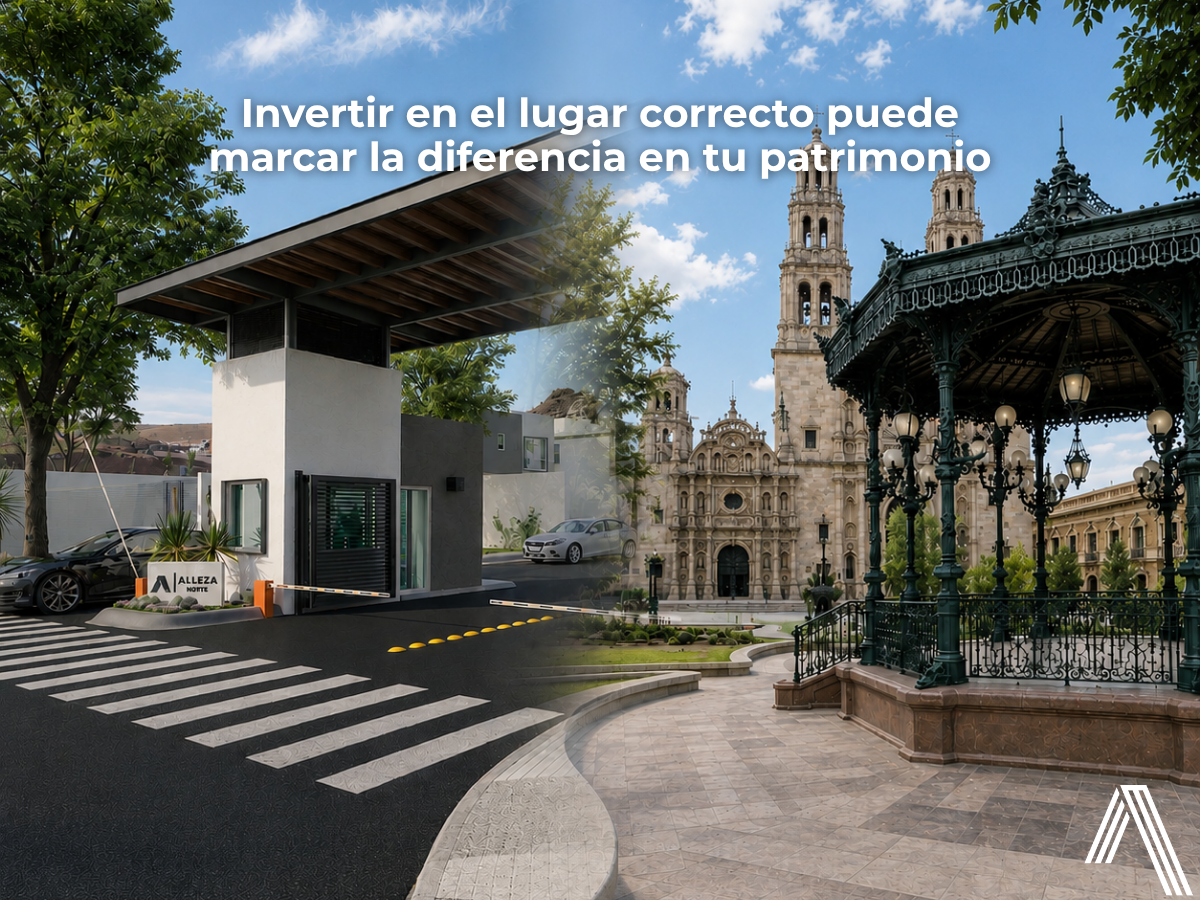 Inversionbienesraices02 | atlas desarrollos Atlas desarrollos gated modern entrance beside a historic city square illustrating smart location based real estate investment